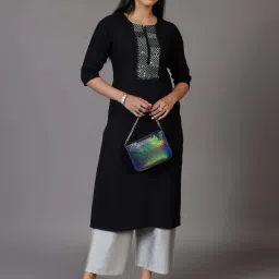 Libas Black Embellished Straight Kurta image 5