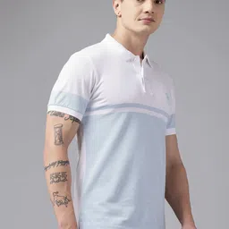 U.S. Polo Assn. Men Colourblocked Polo Collar Pure Cotton Slim Fit T-shirt image 4