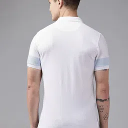 U.S. Polo Assn. Men Colourblocked Polo Collar Pure Cotton Slim Fit T-shirt image 5