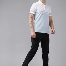 U.S. Polo Assn. Men Colourblocked Polo Collar Pure Cotton Slim Fit T-shirt image 3