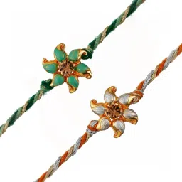 eCraftIndia Set of 2 Floral Rakhis with Sibling Agreement & Roli Chawal Pack image 5