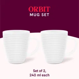 Larah by Borosil White Ceramic Mugs - Set of 2 240ml image 5
