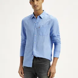 Levi's Blue Regular Fit Striped Shirt image 5