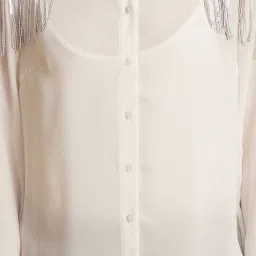 Kazo White Embellished Shirt image 5