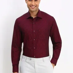 Allen Solly Maroon Cotton Regular Fit Floral Print Shirt-image-1