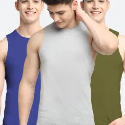 Friskers Multi Cotton Slim Fit Vest - Pack of 3-picture-36