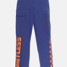 Kiddopanti Kids Blue & Orange Cotton Printed Trackpants-picture-30