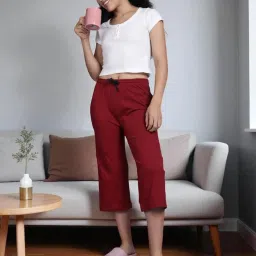 Kryptic Teal Blue & Maroon Solid Capris - Pack Of 2 image 5