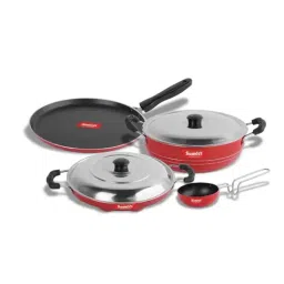 Sumeet Elegant Design Red Aluminium Cookware Set-image-72
