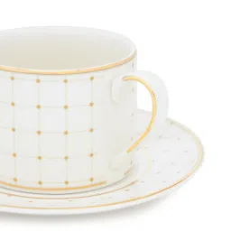 Pure Home and Living White Ceramic Solid Tea Cups and Saucer image 5