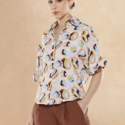 RAREISM Multi Cotton Blend Printed Three-Quarter Sleeves Shirt image 4