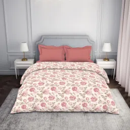 SPACES 100% Cotton Pink Ac Comforter Floral Double Bed Quilt image 1