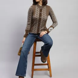 Monte Carlo Brown Wool Printed Cardigan image 2