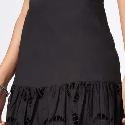 Honey by Pantaloons Black Self Pattern A-Line Skirt image 5