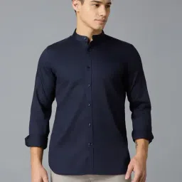Reid & Taylor Navy Cotton Slim fit Solid Shirt-picture-39