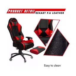 REKART Ergonomic Adjustable Revolving Office, Gaming Chair With Footrest (RGCF-8) Red & Black image 4