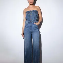 Only Medium Blue Denim Cotton Regular Fit Jumpsuit-picture-33