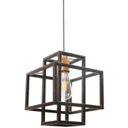 Tayhaa Cuboidal Cage Ceiling Lamp in Black image 4