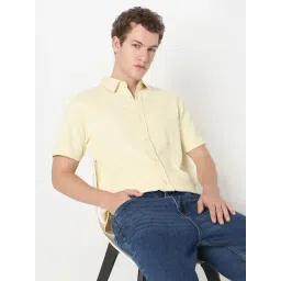 R&B Yellow Regular Fit Self Pattern Shirt image 5