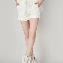Ginger by Lifestyle Off-White Cotton High Rise Shorts-image-82
