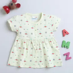 Bumzee Kids Yellow Cotton Printed Frock-picture-48