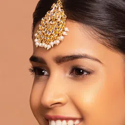 Fida Gold-Plated &Kundan Pearls Wedding Maangtika-picture-32