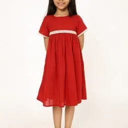 A Little Fable Girls Red Embroidered Dress-picture-13