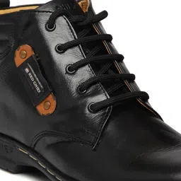 Red Chief Men Black Solid Mid-Top Leather Derby Casual Shoes image 5