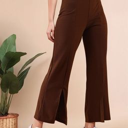Mast & Harbour Women Flared High-Rise Easy Wash Trousers-picture-14