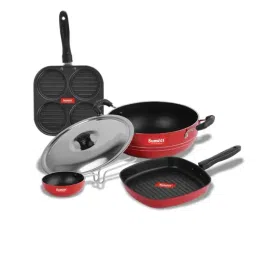 Sumeet Elegant Design Red Aluminium Cookware Set-image-70