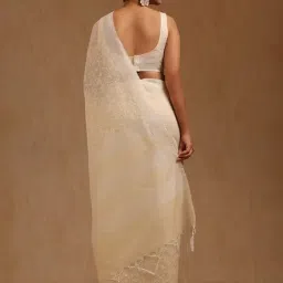 Soch Beige Chanderi Floral Saree With Unstitched Blouse Piece image 2