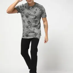 GAP Grey Cotton Slim Fit Abstract T-Shirt image 4