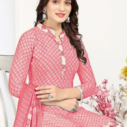 SIMPLYETHNIC Geometric Printed Mandarin Collar Straight Kurta With Salwar & Dupatta-picture-27