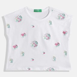 United Colors of Benetton Girls Floral Embroidered Boxy Top-picture-15