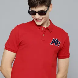 Aeropostale Polo Collar Pure Cotton Cherry Red T-shirt-picture-53
