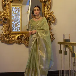LOOKNBOOK ART Zari Tissue Tussar Saree With Blouse Piece image 5