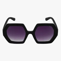 PELLE LUXUR Unisex Purple Lens & Black Oversized Sunglasses with UV Protected Lens image 4