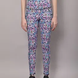 SAKARMAA Rainbow & Leopard Printed Slim Fit High Rise Ankle Length Gym Tights-image-3