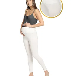 Zelena Maternity Solid Leggings - White-image-35