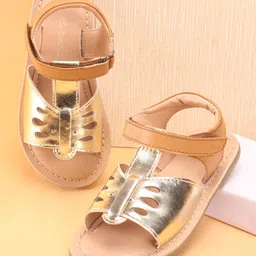 Babyoye Party Wear Sandals With Velro Closure - Golden-image-12