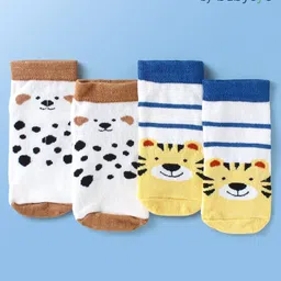 Babyoye Cotton Knit Animal Printed Socks Pack of 2 - Brown & Blue-image-11