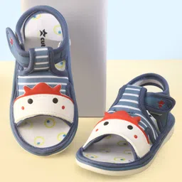 Cute Walk by Babyhug Velcro Closure Musical Sandals with Stripes - Light Blue-picture-12