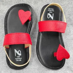 The Madras Trunk Heart Designed Sandals - Black & Red-image-39