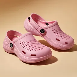 Toothless Solid Perforated Slingback Clogs - Pink-picture-10