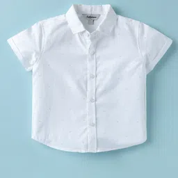 ToffyHouse Poplin Woven Half Sleeves Shirt & Checkered Shorts with Bow & Suspender - White image 2