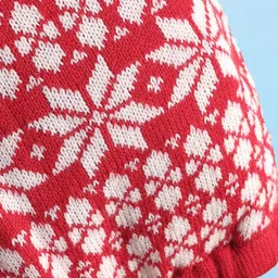 Babyhug Fleece & Woollen Woven Full Length Leggings with Floral Print - Red image 3