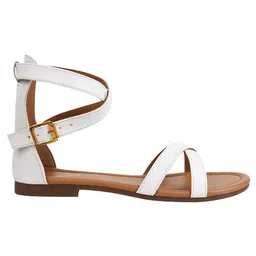 Shoetopia Solid With Buckle Closure Sandals - White image 4
