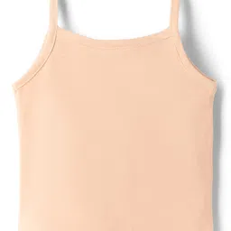 kookie kids india Kookie Kids Cotton Lycra Knit Sleeveless Solid Color Slips with Bow Applique Pack of 2 - Peach & Pink image 3