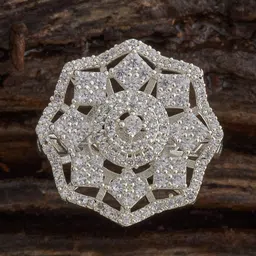 Kushal's Fashion Jewellery Rhodium-Plated Cubic Zirconia-Studded Finger Ring-image-1