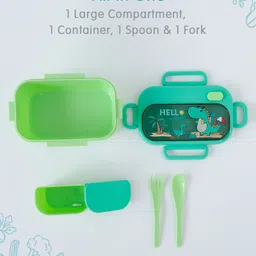 fab n funky Freezer & Leak Proof Lunch Box with Dino Print - Green image 4